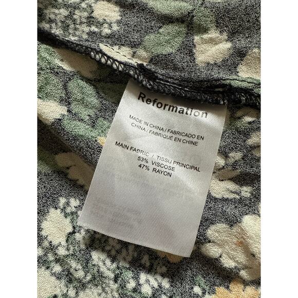 Women’s Reformation Black Floral Flowery Corbin Dress Size 4 - Picture 5 of 6